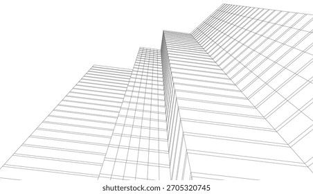 Vector de dibujo arquitectónico 3d ilustración