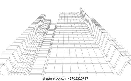 Architektonische Zeichnung, Vektor 3d-Illustration