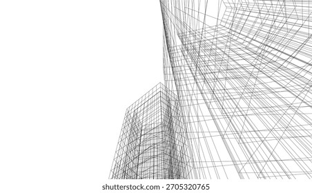 Vector de dibujo arquitectónico 3d ilustración