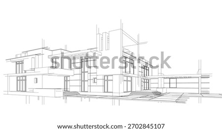 Architectural drawing vector 3d illustration