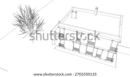 Architectural drawing vector 3d illustration