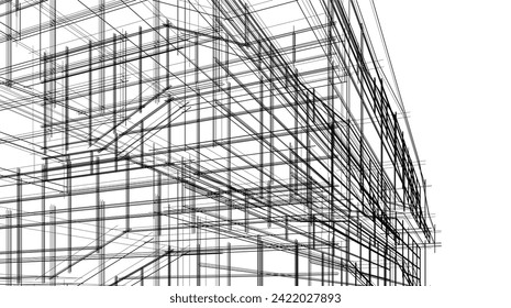 architectural drawing vector 3d rendering