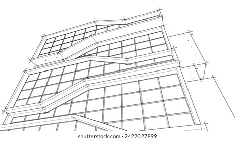 architectural drawing vector 3d rendering