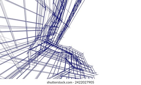 architectural drawing vector 3d rendering