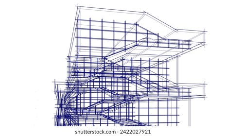 architectural drawing vector 3d rendering
