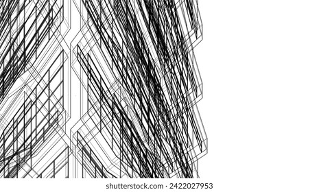 architectural drawing vector 3d rendering