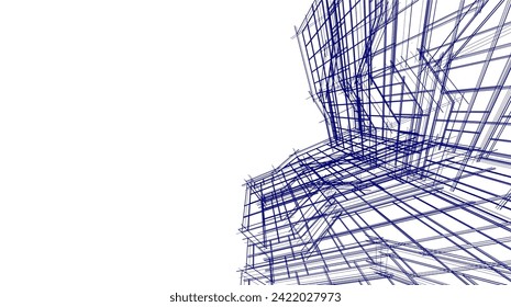 architectural drawing vector 3d rendering