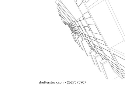 Renderização de vetor de desenho arquitetônico 3d