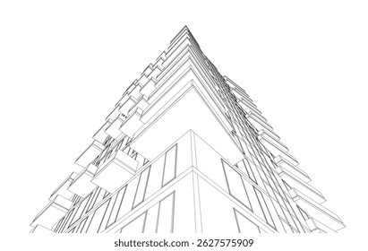 Architectural drawing vector 3d rendering