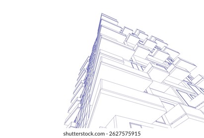 Architectural drawing vector 3d rendering