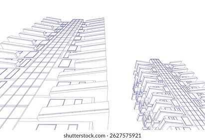 Renderização de vetor de desenho arquitetônico 3d