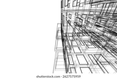 Architectural drawing vector 3d rendering