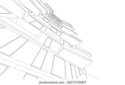 Vector de dibujo arquitectónico 3d renderizado