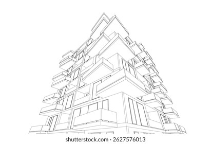 Architectural drawing vector 3d rendering
