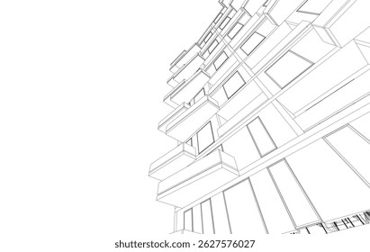 Architectural drawing vector 3d rendering