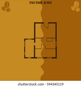 Architectural drawing vector  icon. Coffee symbol background.
