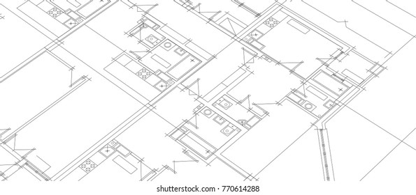 architectural drawing, vector illustration