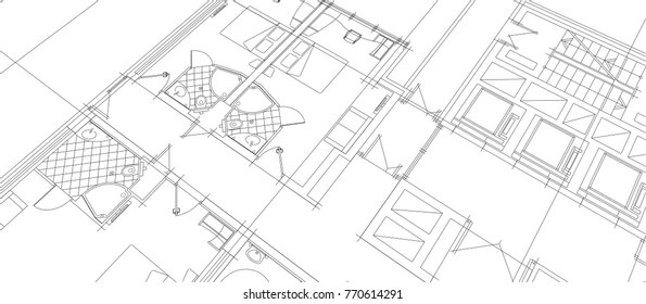 architectural drawing, vector illustration