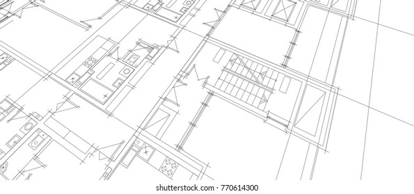 architectural drawing, vector illustration