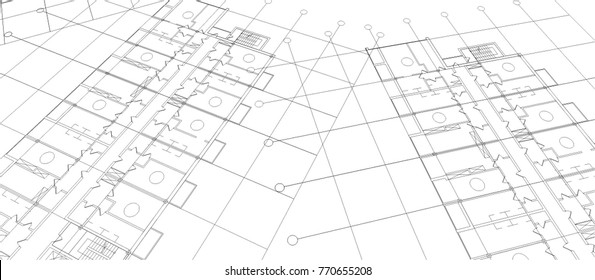 architectural drawing, vector illustration