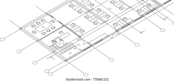 architectural drawing, vector illustration