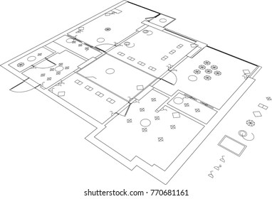 architectural drawing, vector illustration