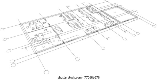 architectural drawing, vector illustration
