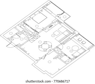 architectural drawing, vector illustration