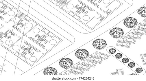 architectural drawing, vector illustration