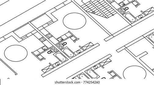 architectural drawing, vector illustration