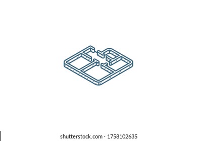 Architectural drawings. apartment plan isometric icon. 3d vector illustration. Isolated line art technical drawing. Editable stroke