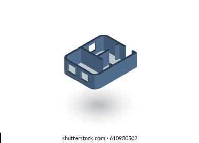 Architectural drawings. apartment plan isometric flat icon. 3d vector colorful illustration. Pictogram isolated on white background