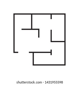 architectural drawings. apartment plan line icon. house plan simple flat icon. pictogram isolated on white background