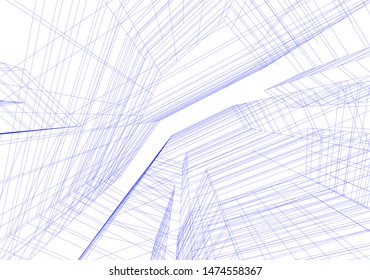  Architectural drawings, building 3d illustration