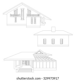 Architectural drawings. House building architecture