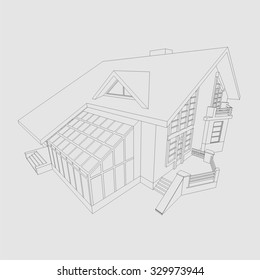 Architectural drawings. House building architecture