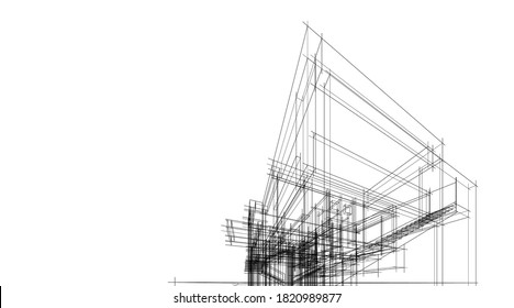 Architektonische Zeichnungen des Hausprojekts 3d Visualisierung