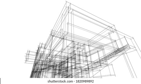 Architektonische Zeichnungen des Hausprojekts 3d Visualisierung