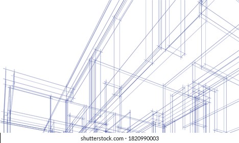 Architektonische Zeichnungen des Hausprojekts 3d Visualisierung