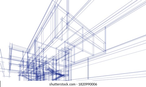 Architektonische Zeichnungen des Hausprojekts 3d Visualisierung