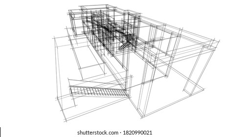 Architectural Drawings House Project Concept 3d Stock Vector (Royalty ...