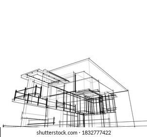 dibujos arquitectónicos ilustración lineal 3d