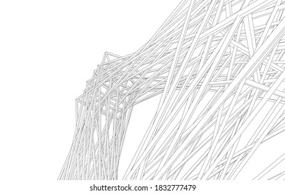 dibujos arquitectónicos ilustración lineal 3d