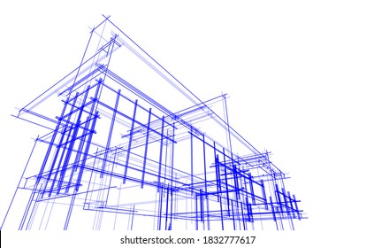 dibujos arquitectónicos ilustración lineal 3d