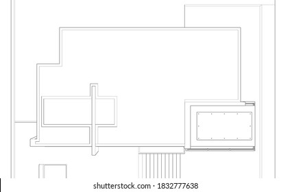 Architekturzeichnungen, lineare 3D-Abbildung