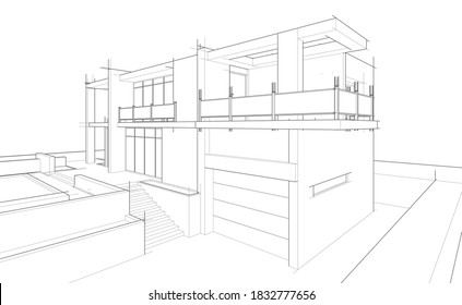 dibujos arquitectónicos ilustración lineal 3d