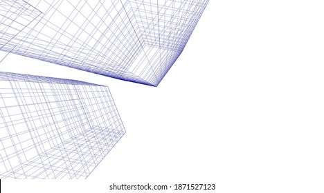 architectural drawings linear 3d illustration