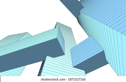 dibujos arquitectónicos ilustración lineal 3d
