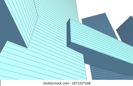 architectural drawings linear 3d illustration