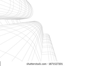Architekturzeichnungen, lineare 3D-Abbildung